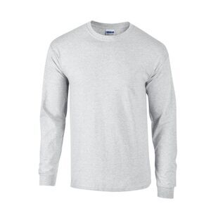 Gildan Unisex Adult Plain Ultra Cotton Long-Sleeved T-Shirt / Ash
